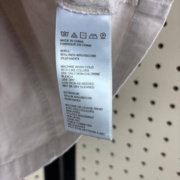 Urban Outfitters A-Line Mini Skirt Linen Blend Neutral Zip Front- M - Picture 4 of 6